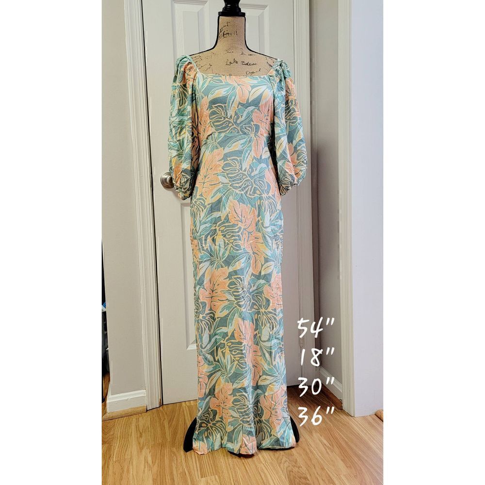 Jen's Pirate Booty Tropical Aloha Paia Dress Balloon Sleeve S